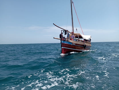 Traditional Dhow on the Indian ocean in Wasini with a clear sky